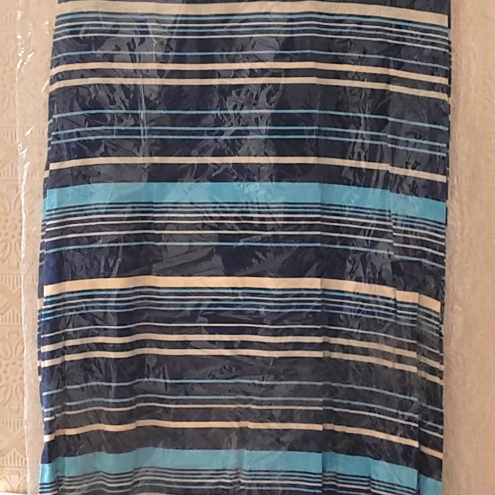 Strapless blue striped dress